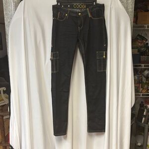 COOGI Black Denim Pants with Cargo Pockets